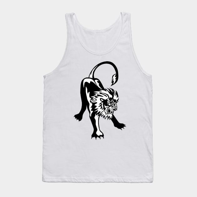 Angry Lion Crouching Retro Tank Top by retrovectors